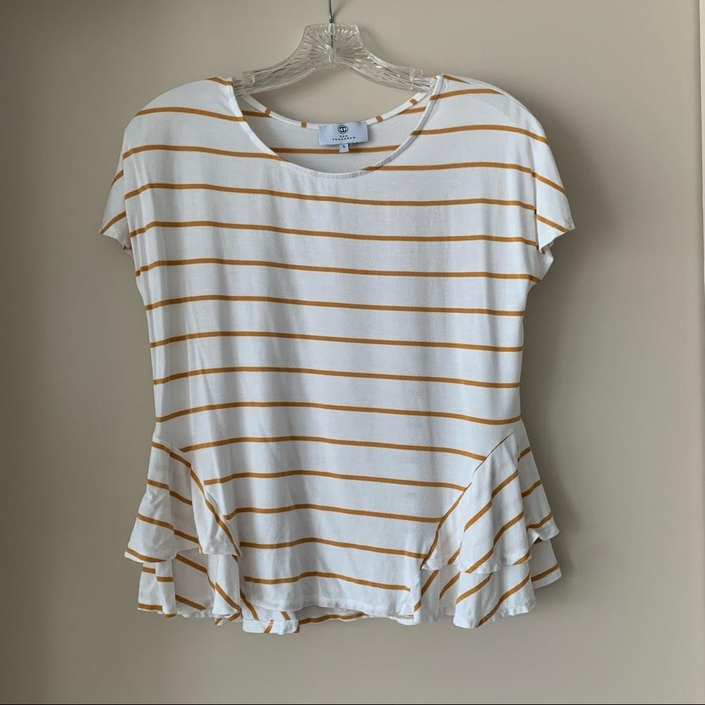 Striped White and Tan Women's Top